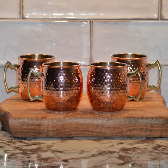Godinger Hammered Copper Moscow Mule Mugs - Set of Four - Picture 2 of 13